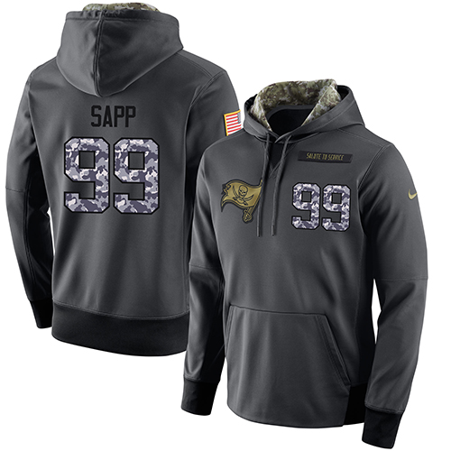 NFL Men's Nike Tampa Bay Buccaneers #99 Warren Sapp Stitched Black Anthracite Salute to Service Player Performance Hoodie - Click Image to Close